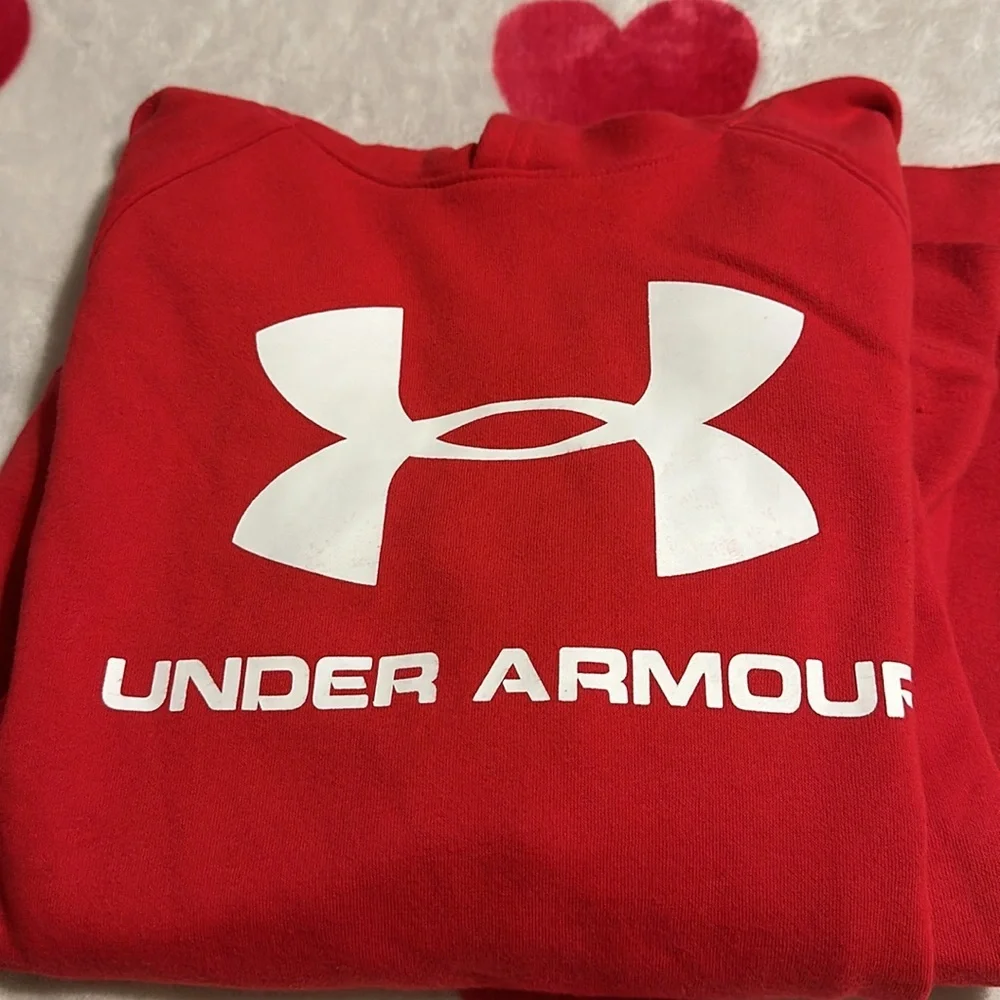 Under Armour Boys' Big Logo Fire red hoodie